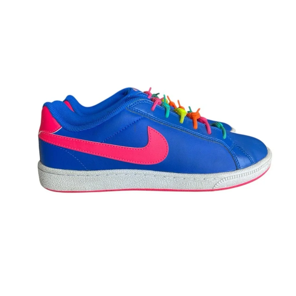 Nike Court Majestic Sneakers Womens Size 7 Neon Blue‎ Pink Hickies No Tie Laces